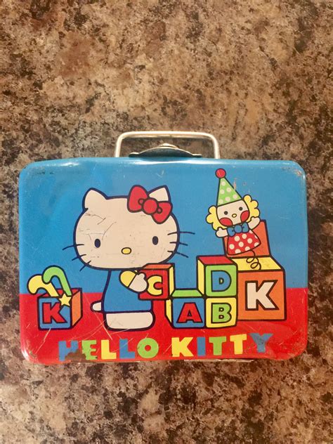 Vintage Red Hello Kitty 1976, 2003 Mini Tin Box Cases Lunch 